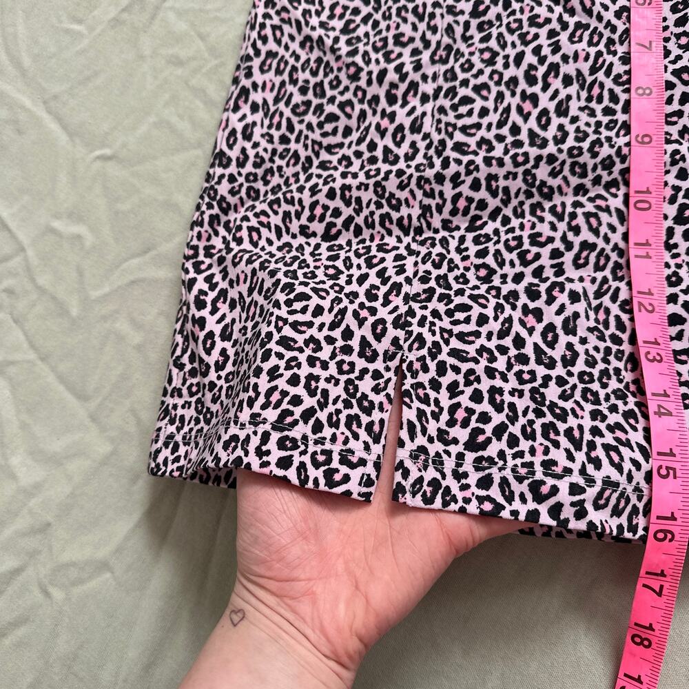 Topshop Pink Leopard Print Mini Skirt Stretchy Bodycon Pencil Sz 2 Mcbling - Picture 5 of 8
